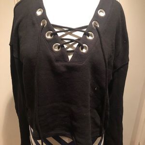 Kendal & Kylie sweat shirt with lace tie front